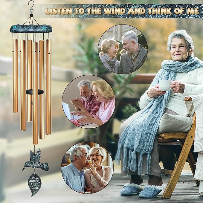 Sympathy Wind Chimes for Outside Deep Tone, Memorial for Loss of Loved One Prime, Bereavement Condolence Remembrance Funeral Gifts for Grieving Friends Loss of Mother Father