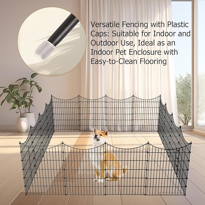 10 Panels Garden Fence Dog Fence Outdoor for Yard, 40in H x 23.6ft L Rustproof Metal Fencing with Ground Stakes | No Dig Animal Proof Containment for Pets/Rabbits | Durable Patio Security Panels