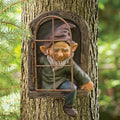 Gnome Tree Faces Statue Decor, 13 Inch Fairy Elf on The Shelf Door Whimsical Decorations, Yard Art Hugger for Garden Accessories Outdoor Wall