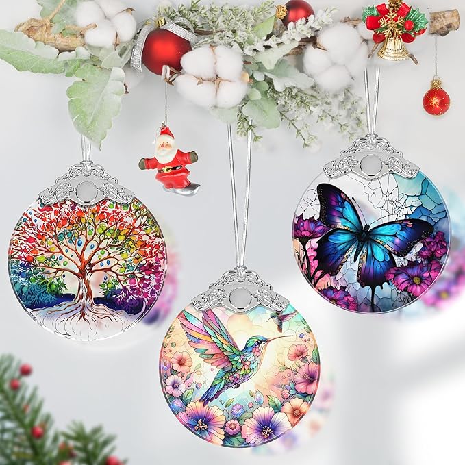 Hummingbird Stained Glass Ornament, Christmas Ornaments, Xmas Decor, Ornaments for Christmas Tree, Holiday Presents, Gift Exchange Ideas