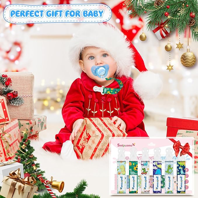 Smlpuame Baby Pacifier Clip for Boys,12 Pack Stylish Binky Clips Strap,Paci Holder with Clips Universal Lightweight Fits Most Pacifiers Teeher Toy Teething Ring Soothie,Baby Gifts