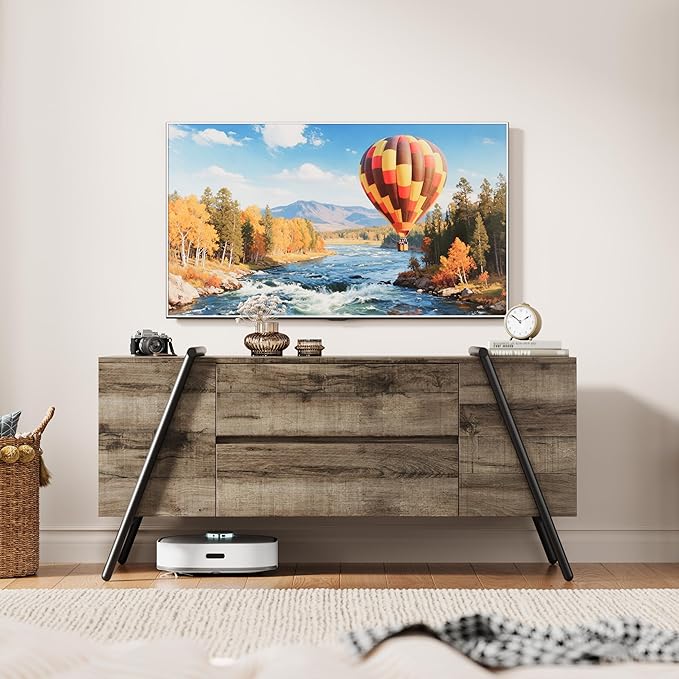 GarveeHome TV Stand for 47 Inch TV, Entertainment Center with Adjustable Shelf, 2 Drawers, TV Console Table, Media Console, U-Shaped Metal Legs, for Living Room, Bedroom, Oak