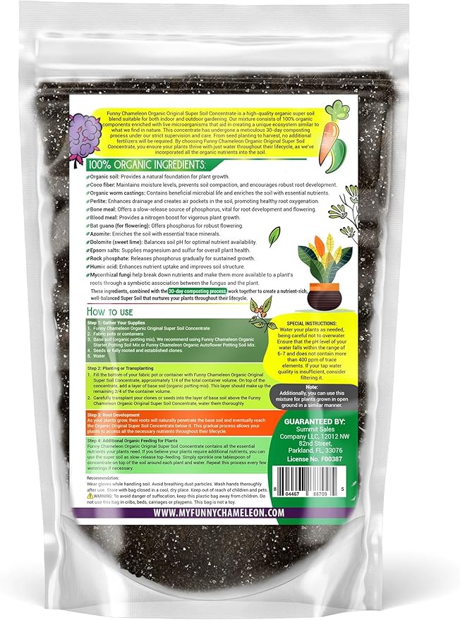 Organic Original Super Soil Concentrate with Mycorrhizae – Living Soil Boosts Roots & Buds for Seeds & Clones - Indoor & Outdoor Growing - Mix 1:4 with Topsoil Potting Soil (1 Quart)