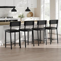 Garvee Bar Stools Set of 4, Kitchen Barstools with Thick Cushion, 25 Inch Counter Height Bar Stools with Backrest and Footrest, for Dining Room, Kitchen Island Counter Chairs, Retro Black