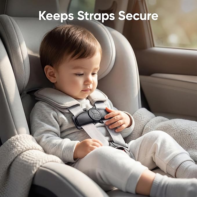 Anti Escape Car Seat Buckle Guard & Chest Harness Clip Lock - Child Safety Buckle Lock for Kids, Toddler, Stroller and Car Seat Belt (Style A, Black 1 Pack)