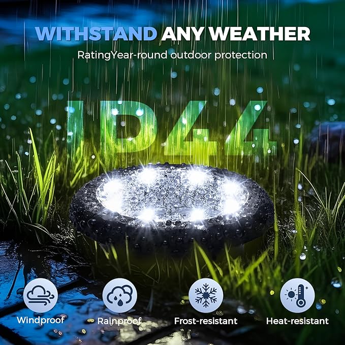 SOLPEX Mini Solar Ground Lights, 12 Pack Solar Lights Outdoor Waterproof, Landscape Lighting for Garden Pathway Driveway Walkway (Cool White)