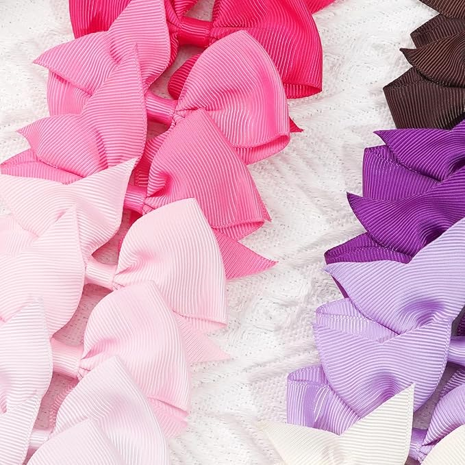 CÉLLOT 40pcs 3.5 inch Hair Bows for Girls Grosgrain Ribbon Toddler Hair Bows Alligator Clips for Baby Girls Kids Teens Back to School Hair Accessories in Pairs