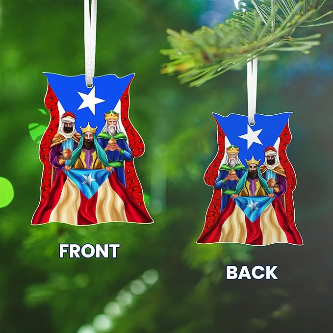 FLAGWIX Puerto Rico Christmas Ornament 2025 - Three Kings Day Acrylic Ornaments for Tree Decorations - Christmas Decorations for Home Indoor, Puerto Rico Gifts for Women Men Mom Dad, Friend Gift Ideas