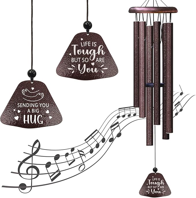 Get Well Gifts for Women 32” Wind Chimes, Inspirational Relaxation Birthday Sympathy Gifts for Women, Thinking of You/Feel Better Gift for Woman, Emotional Support, Sending You a Big Hug