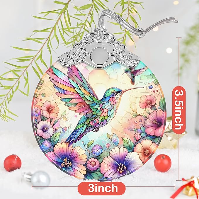 Hummingbird Stained Glass Ornament, Christmas Ornaments, Xmas Decor, Ornaments for Christmas Tree, Holiday Presents, Gift Exchange Ideas