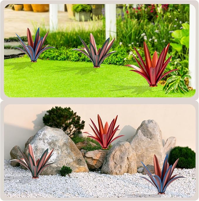 Large Tequila Rustic Sculpture, Rustic Metal Agave Plants for Outdoor Patio Yard Mexican Plant