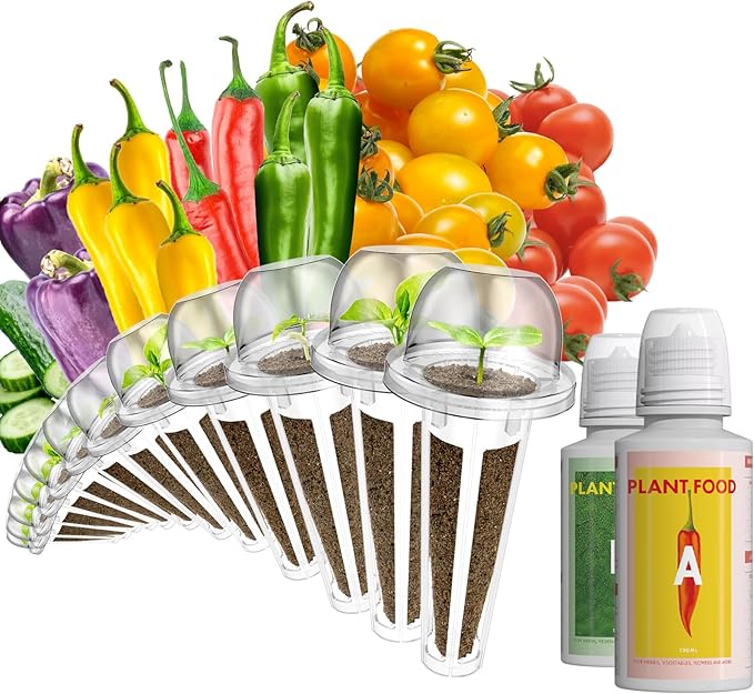 LYKOCLEAN 12 Pods Cherry Tomato Seed Pod Kit for AeroGarden, idoo, Ahopegarden Hydroponic Growing System Indoor Include Red Chili/Purple Bell/Green/Yellow Pepper, Golden/Red Cherry Tomato, 400+ Seeds