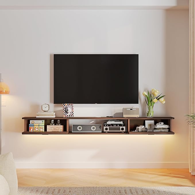Floating TV Stand with 2 Doors,47'' Wall-Mounted TV Console,Floating TV Cabinet,Floating Console Shelf,Wall Mounted TV Cabinet(Walnut)