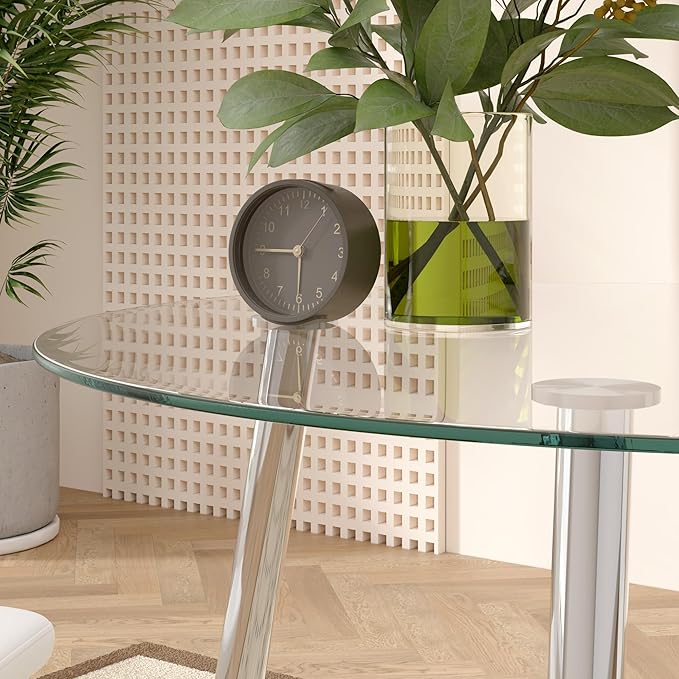 Tempered Glass Dining Table 32 inch Round Kitchen Table with Silver Metal Legs Modern Dinner Table for Dining Room Kitchen Small Space