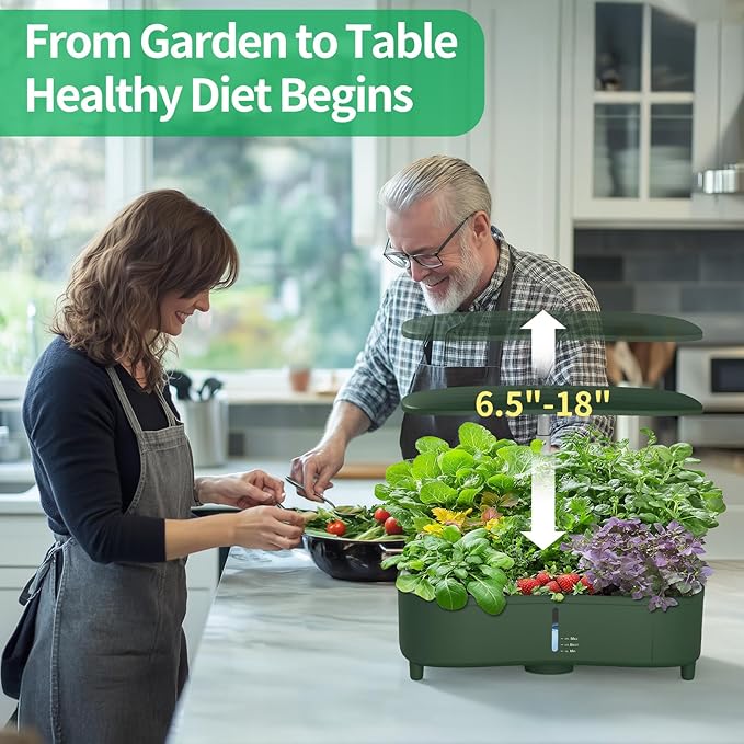 Hydroponics Growing System Kit Indoor: Aeroponics Herb Garden Kit 15 Pods, 3 Grow Modes, 24H Timer Hydroponic Gardening System, Quiet Smart Water Pump Hydroponic Planter For Home Kitchen Office