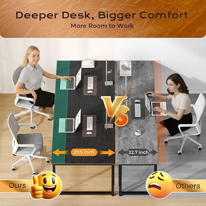 PRAISUN 78.7 X 29.5 Inch Computer Desk with Deeper Desktop, Long Gaming Office Writing Work Desk for Home Office, Study, Bedroom, Work from Home, Metal Frame, Black
