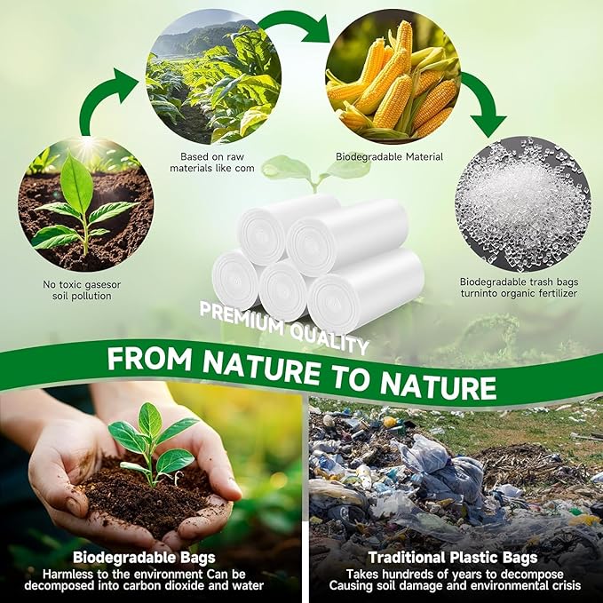 1.6 Gallon Small Biodegradable Trash Bags