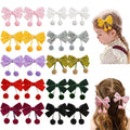 Velvet Bows Clips for Baby Girls, 20pcs 3.7inches Boutique Baby Hair Clips, Tassel Ball Hair Barrettes Alligators for Infants Toddlers Fine Hair
