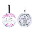(Three Little Tots) No Touching Baby Car Seat and Stroller Two Pack- Baby Safety No Touching Car Seat Sign, Stroller Sign, Newborn Car Seat Tag- CPSIA Safety Tested (Flower/Eucalyptus)