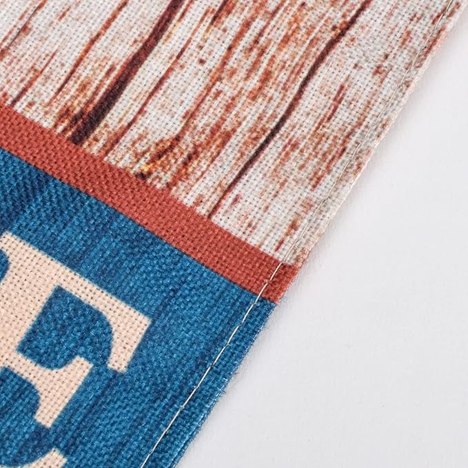 Welcome Patriotic Barn Star Garden Flag with Lights- Solar LED Burlap Mini Small All Seasons Garden Flag Welcome Sign 12x18 Double Sided for Outside Outdoors Patio Lawn Yard Decoration Farmhouse
