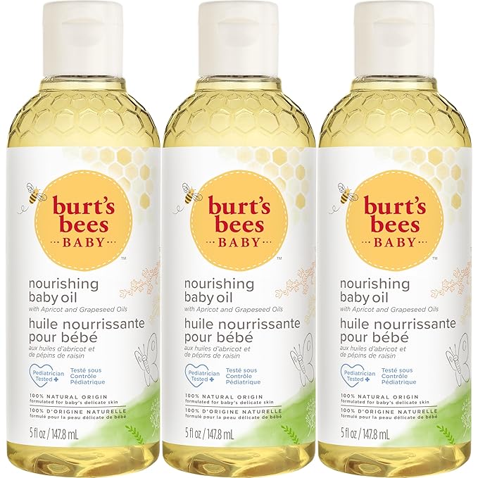 Burt's Bees Baby Nourishing Baby Oil, Formulated for Delicate Skin, Pediatrician Tested, 100% Natural Origin Baby Skin Care, 5 Oz (Pack of 3)