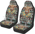 Ethnic Highland Cow Car Seat Covers Waterproof Front Seat Covers Automobile Front Seat Covers Easy to Install Car Interior Automotive Universal Fit Most Cars