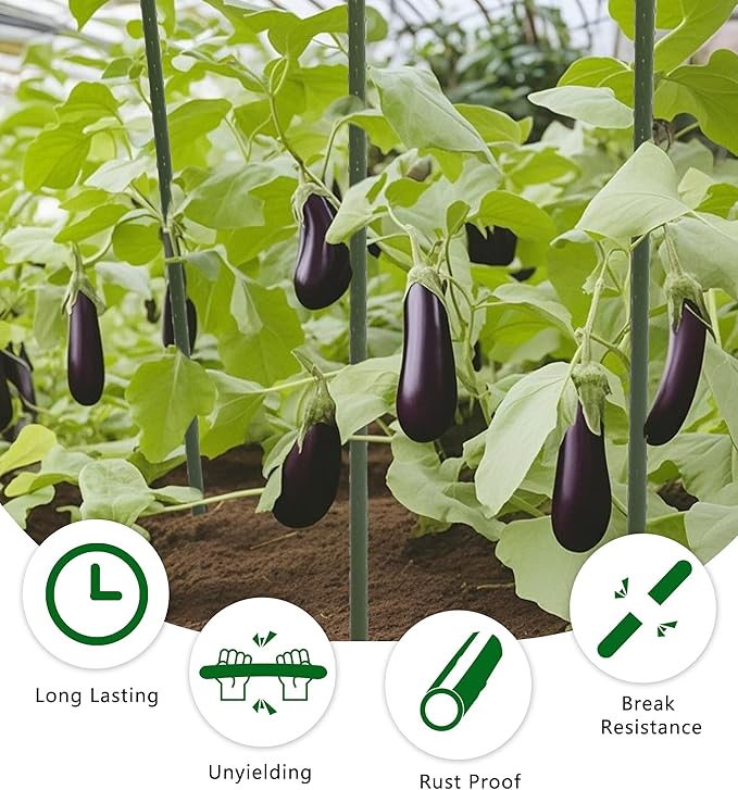 3ft Garden Stakes, Plastic Coated Steel Plant Stakes for Climbing Plants 25pcs
