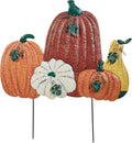 Touch of Class Fall Harvest Pumpkin Yard Stake | Handpainted Metal Outdoor Decoration | Textured Pumpkins, Gourd, Leaves, and Vines | 37" H Autumn Garden and Porch Patio Seasonal Decor