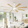 ZMISHIBO 72 inch White Ceiling Fans with Lights and Remote, Indoor/Outdoor Ceiling Fan for Patio Living Room, 6 Speed Reversible Quiet DC Motor, 3 CCT, Dual Finish Blades