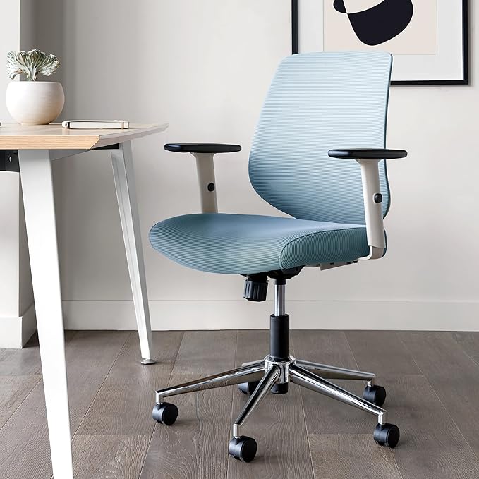 Branch Daily Chair - Computer Office Chair with Swivel, Lumbar Rest, and Adjustable Armrests - Sustainable, Stylish Mesh, & Adjustable Armrests - Comfortable Seating for Improved Posture - Blue