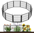SunsGrove Garden Fence with Gate, 24 in(H) x 22.2 ft(L) 12 Panels Heavy Duty Metal Animal Barrier Fence for Yard, Suitable for Indoor or Outdoor Dog Pet Fence, Garden Fence Border, Black