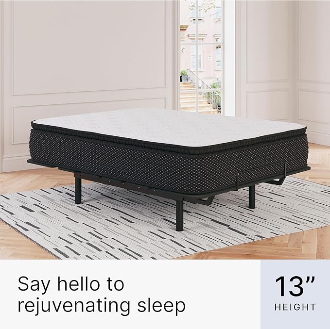 Signature Design by Ashley Limited Edition Pillow Top 13 " Pillow Top Hybrid Mattress with Gel Memory Foam and Edge Support for Cool Sleep and Pressure Relief, Full, Fiberglass Free, Mattress In A Box