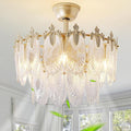 20" Gold Fandelier Ceiling Fan with Light, Gold Crystal Chandelier Ceiling Fans with Lights and Remote Control, Mid Century Enclosed Caged with 6 Speeds for Bedroom, Nursery, Living Room