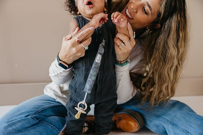 Copper Pearl Pacifier Clip 3-Pack: Premium Knit Binky Clips for Baby Girls and Boys - Stylish Stainless Steel Pacifier Holder Clip - Baby Pacifier Clips for No More Floor Drops - Diesel