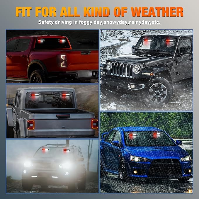 Nilight 12LED Emergency Strobe Traffic Advisor Light Bar 2 in 1 Red White Dash Warning Safety Flashing Lights Front/Rear Windshield Construction Lights for Trucks Cars Plow Police Firefighter Vehicles