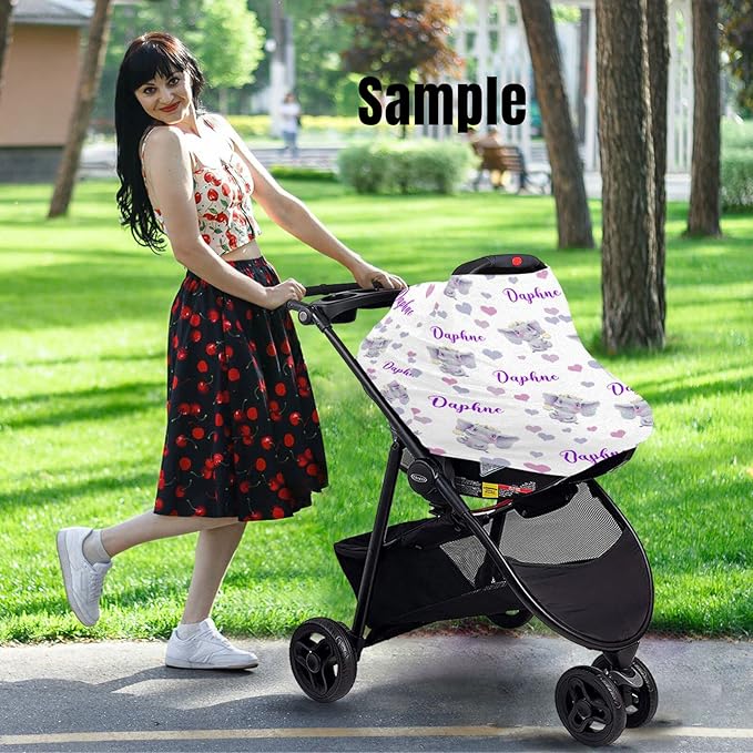 Personalized Deer Duck Woodland Baby Car Seat Covers with Name, Custom Nursing Cover Breastfeeding for Babies, Carseat Canopy for Boys and Girls, Infant Stroller Cover, Breathable Carseats Cover