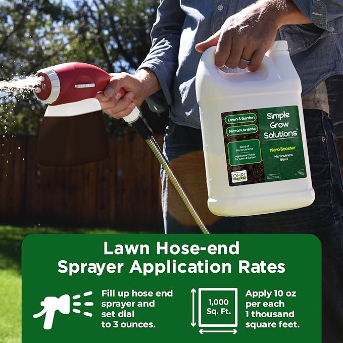 Organic Micronutrient Booster Lawn Fertilizer - Simple Grow Solutions- Garden & Lawn Fertilizer- Grower, Gardener- Liquid Food for Grass, Tomatoes, Flowers, Vegetables (1 Gallon)