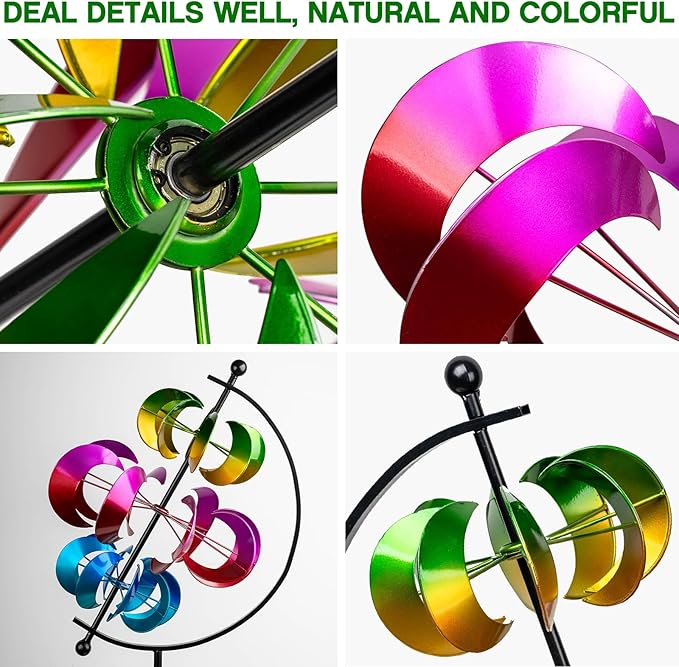 Wind Spinner for Garden and Yard - Large Metal Kinetic Wind Sculpture for Outdoor Decor (Moons)