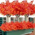 20 Bundles Artificial Flowers, Fake Artificial Greenery UV Resistant No Fade Faux Plastic Plants for Wedding Bridle Bouquet Indoor Outdoor Home Garden Kitchen Office Table Vase (Red)