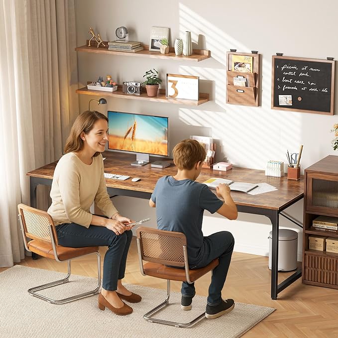 PRAISUN 70.8 X 29.5 Inch Computer Desk with Deeper Desktop, Gaming Office Writing Work Desk for Home Office, Study, Bedroom, Work from Home, Metal Frame, Rustic Brown