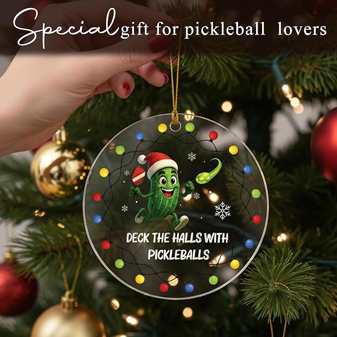 Pickleball Ornament 2025 - Acrylic Pickleball Ornaments For Christmas Tree Decoration - Funny Pickle Ball Gifts For Woman, Men, Player, Coaches, Sport Lovers - Sports Ornaments Christmas Hanging Decor