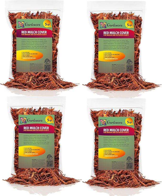 Gardenera Organic Red Mulch - Provide Natural Nutrients for Strong and Resilient Plants - 20 QUARTS