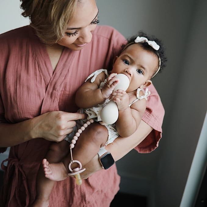 mushie 100% Silicone Baby Pacifier Clip BPA Free | Hera (Blush)