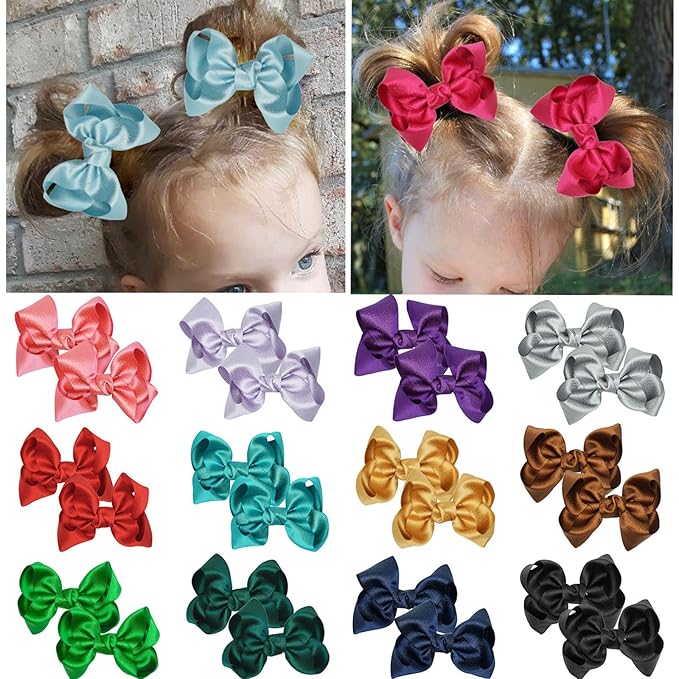 3 Inch Baby Girl Hair Bows Clips Hairpin Headwear Little Teen Toddler Girls Kids Teens Toddlers Hair Accessories - Set of 2 (Light Gold)