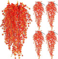 SJL Artificial Hanging Plants Pack of 4 Fall Faux Hanging Plants Artificial Decor Faux Eucalyptus Leaf Fake Autumn Plant Plastic Greenery Plant Flowers for Kitchen Bathroom Thanksgiving Decor(Gold)