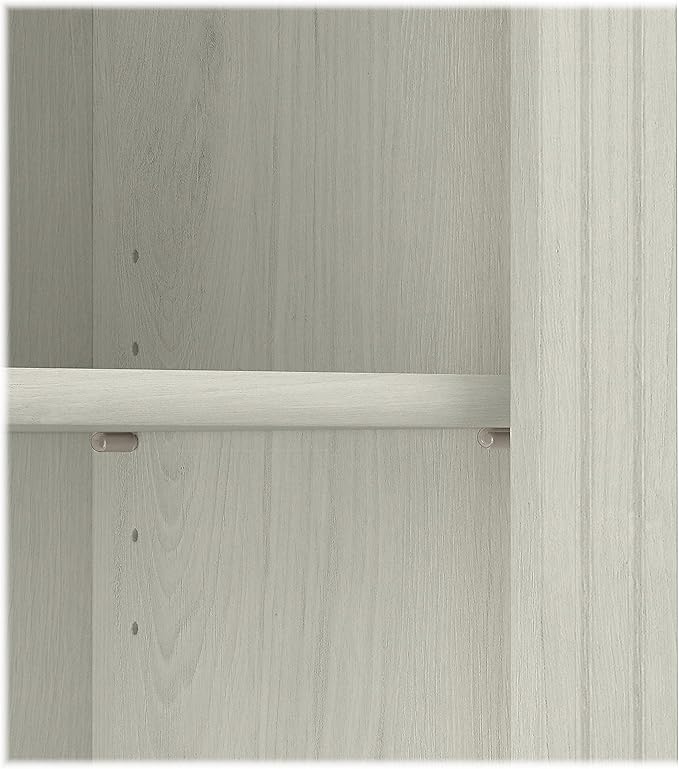 Bush Furniture Saratoga Tall 5 Shelf Bookcase in Linen White Oak, Home Office Organizer, Vertical Storage Solution for Books and Office Supplies, Tall Bookshelf