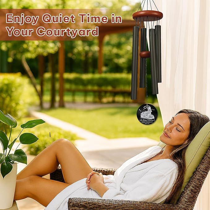 Personalized Train Memorial Wind Chimes for Outdoors – Custom Name & Years Remembrance Gift – Memory Chimes for Loss Loved Ones – Sympathy Gifts for Loss – in Loving Memory Railway Tribute Décor