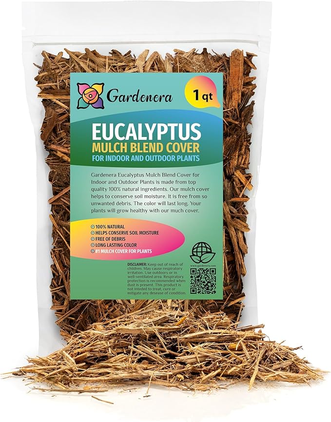 Gardenera Premium Eucalyptus Mulch - Enhance Your Garden with Natural Aroma and Organic Benefits - 1 Quart
