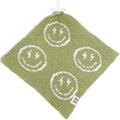 L+L USA Smiley Face Baby Lovey Pacifier/Teether Holder 10"x10" - DreamSoft Plush Fluffy Cuddly Soothie Reversible Mini Comfort Blanket Cute Newborn Gift Essential Babies Boys Girls (Sage Green/White)