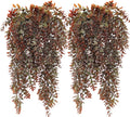 Artificial Hanging Plants Red 4 Pack, Brown Leaves Fake Vines Decoration Plastic Ivy Leaf Rattan Greeny Vine Houseplants for Wedding Indoor Outdoor Home Garden Bedroom Office Wedding Décor